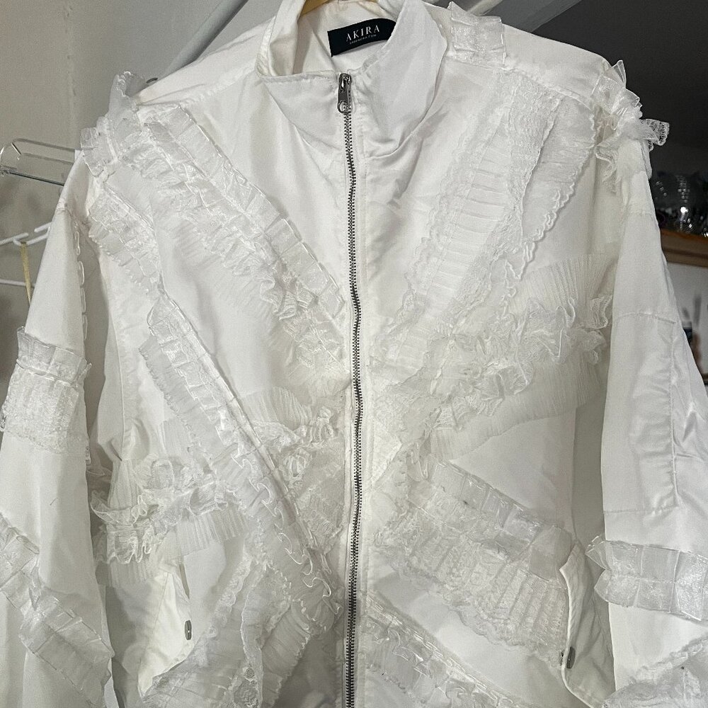 Akira Lace White Bomber Jacker - Small